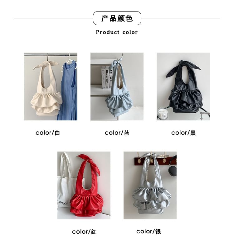 Ruffle Tote Bag Leather Faux