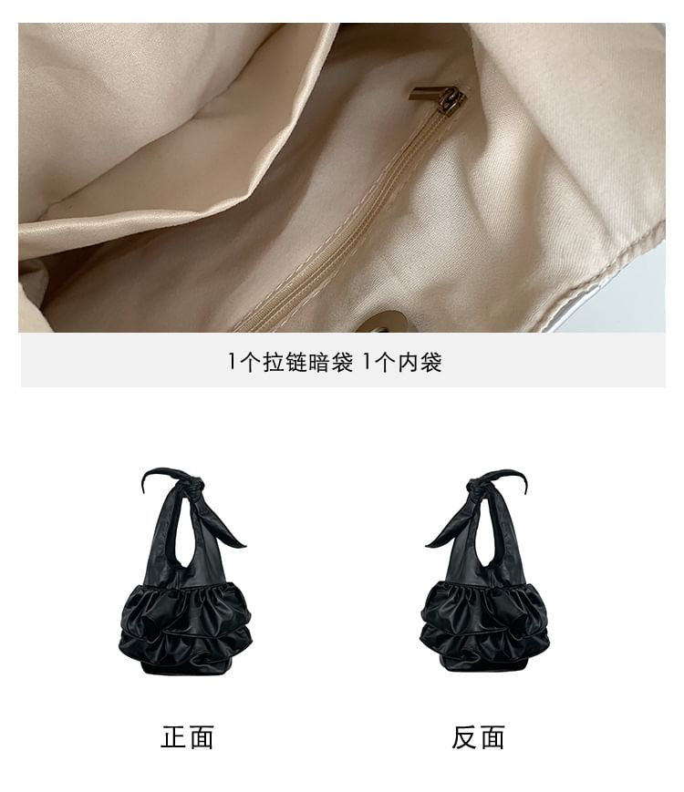 Ruffle Tote Bag Leather Faux