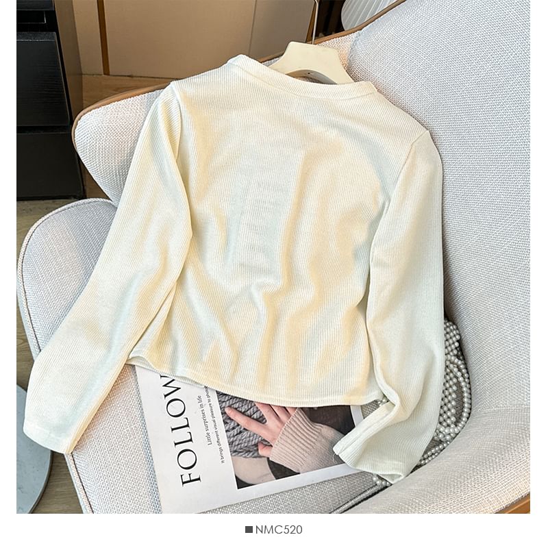 Lace-Trim V-Neck Knit Jacket