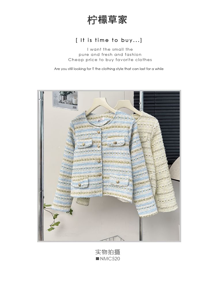 Round-Neck Tweed Jacket