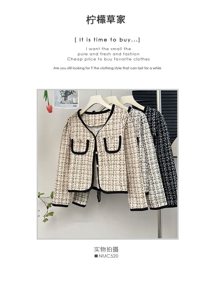 V-Neck Tweed Jacket