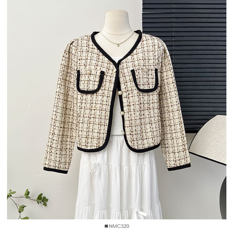 V-Neck Tweed Jacket