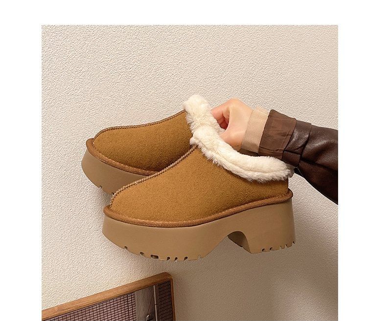 Fleece-Lined Boots Ankle Platform