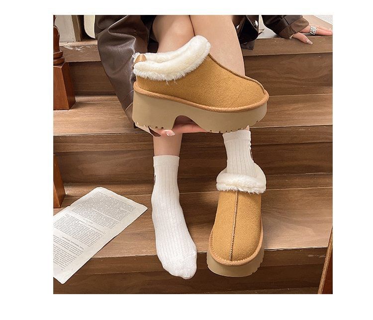 Fleece-Lined Boots Ankle Platform