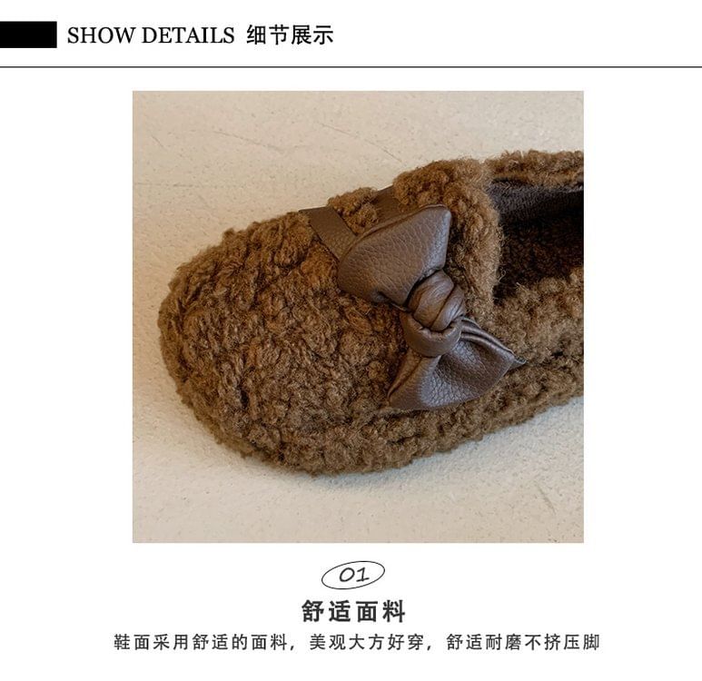 Bow Fleece Platform Slip-Ons