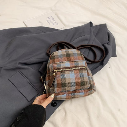 Plaid Zip Backpack