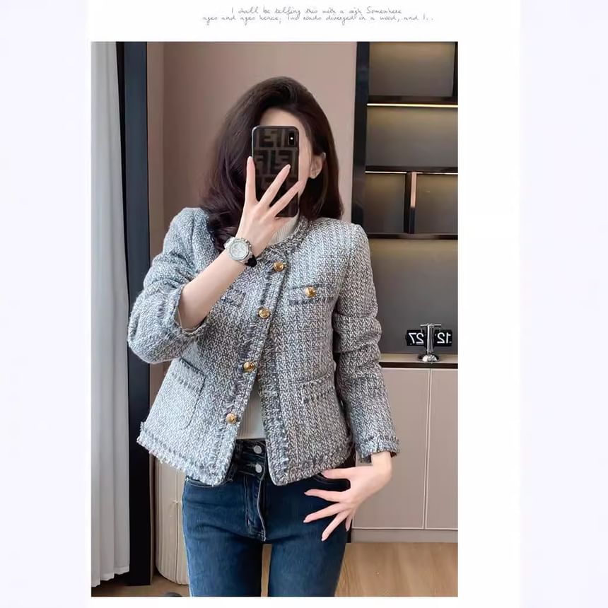 Tweed Button-Up Jacket