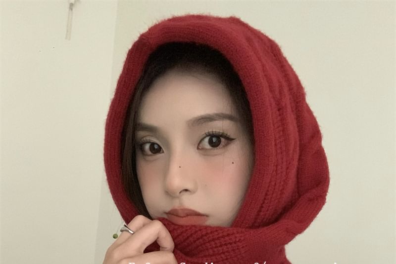 Scarf Plain Hooded Knit Cable