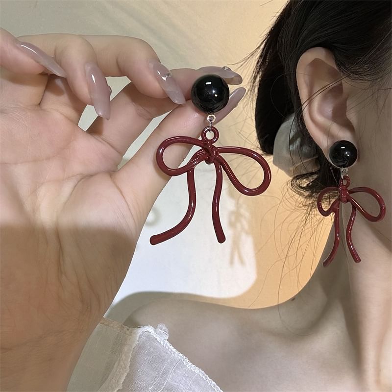 Bow Layered Necklace / Drop Earring