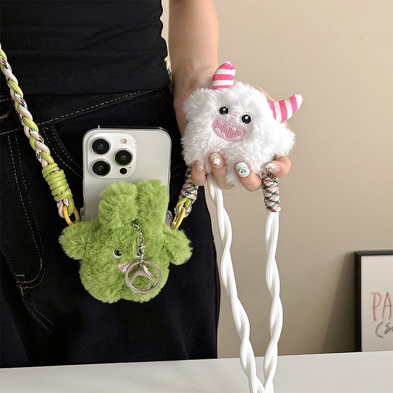 Phone Lanyard Plush Monster On Clip