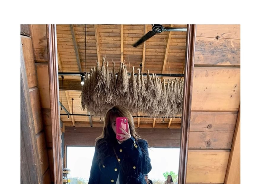 Crew Neck Tweed Button Jacket