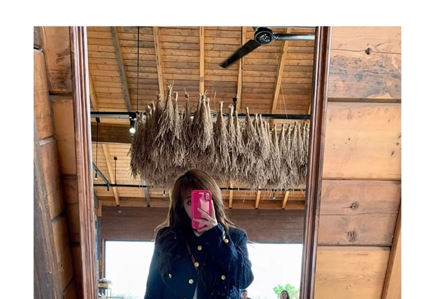 Crew Neck Tweed Button Jacket