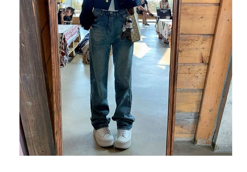 Crew Neck Tweed Button Jacket