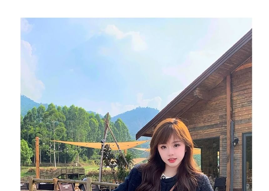 Crew Neck Tweed Button Jacket