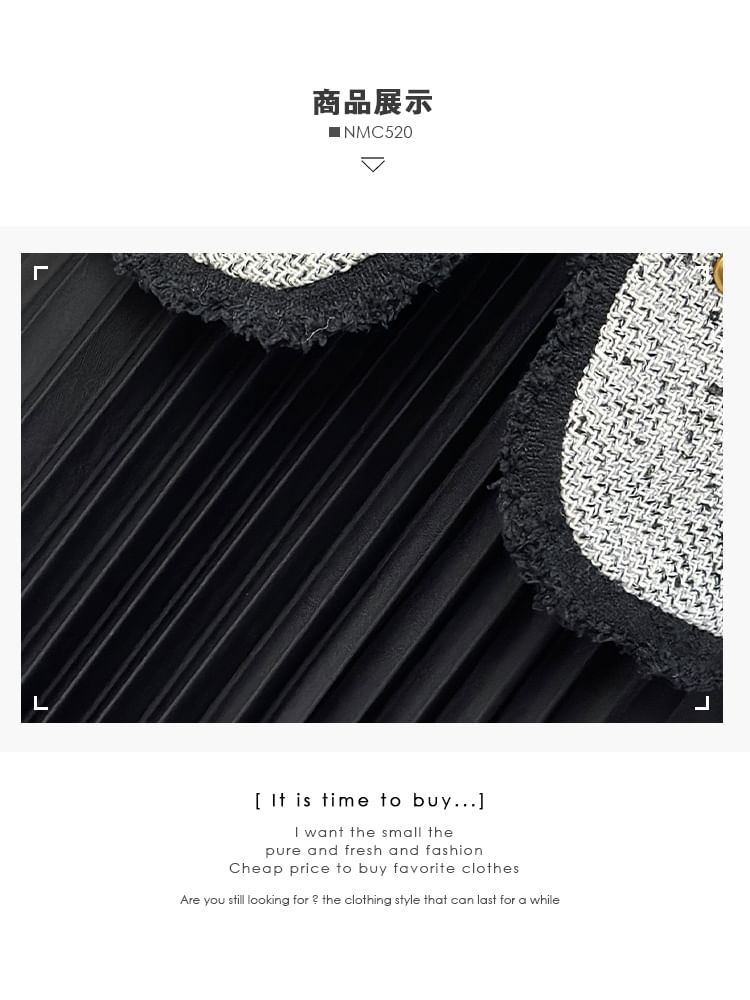 Frayed Tweed Vest / Pleated A-Line Dress