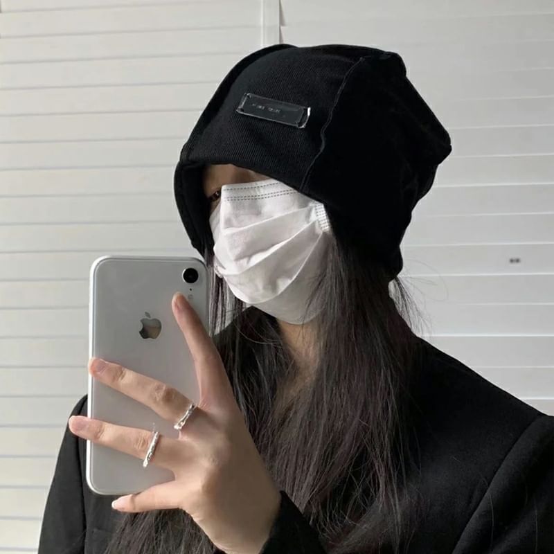 Ribbed / Beanie Panel Knit Plain