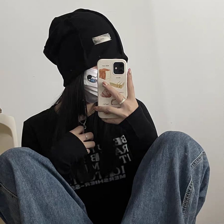 Ribbed / Beanie Panel Knit Plain