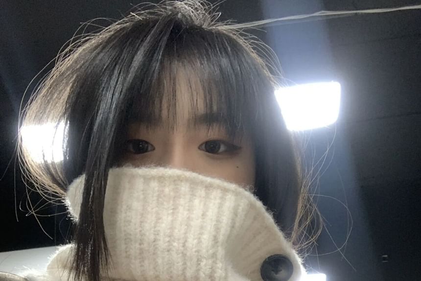 Ribbed Knit Button Snood Plain / Plaid Scarf