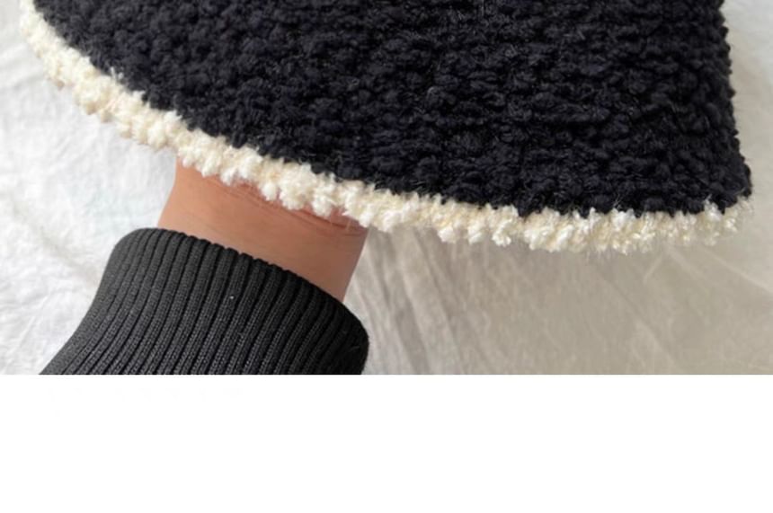 / Trim Contrast Plain Ear Knit Hat Bucket