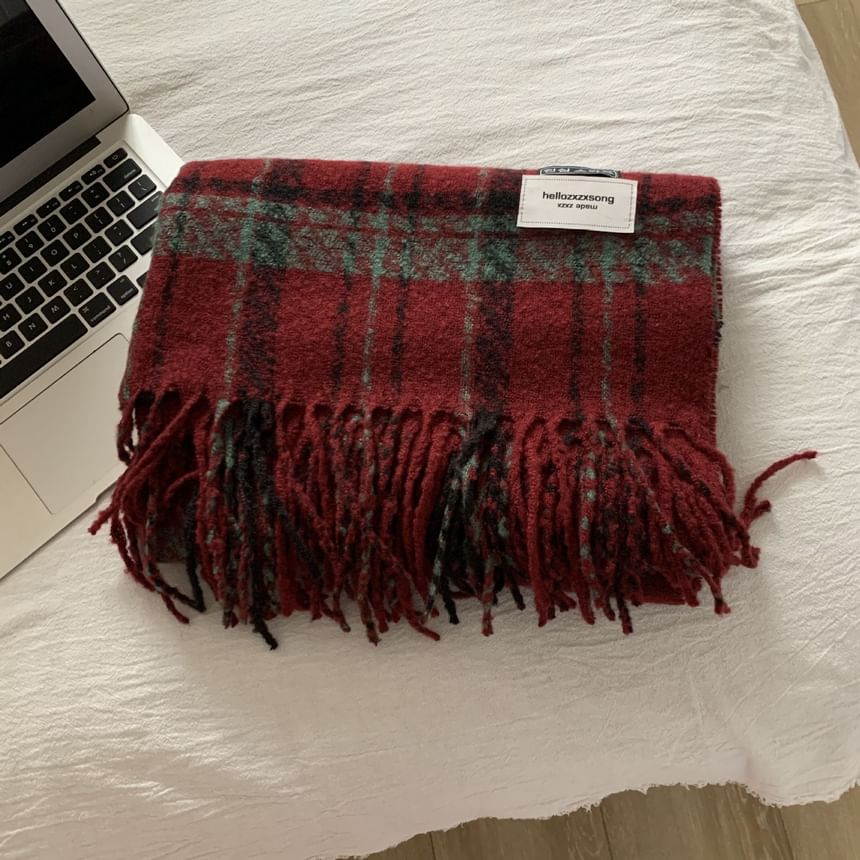 Fringe Plaid Beanie