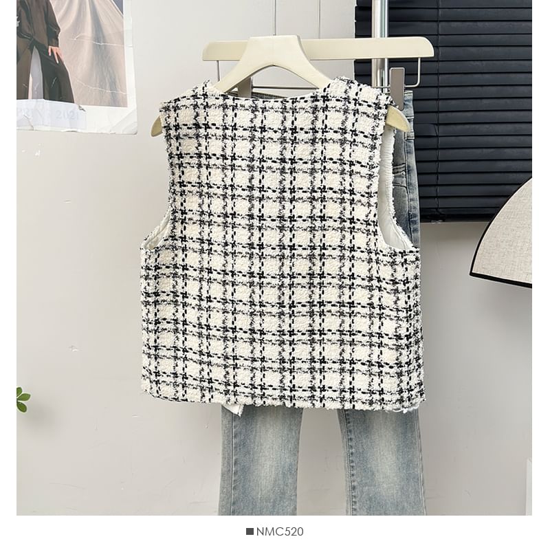 Double-Breasted Tweed Vest