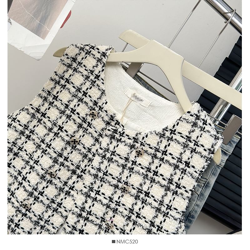 Double-Breasted Tweed Vest