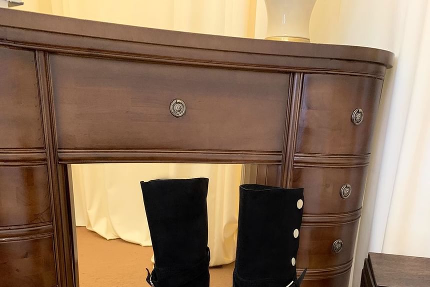 Over-the-Knee Boots Platform Buckled Plain