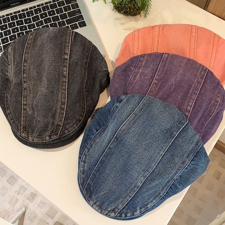 Cap Washed Newsboy Denim