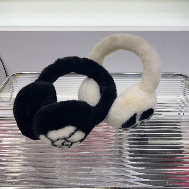 Print Floral / Bow Set Ear Scarf Muffs Fluffy