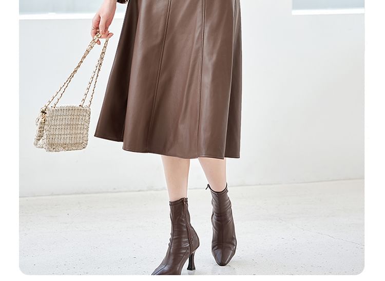 Crew Neck Button-Up Tweed Jacket