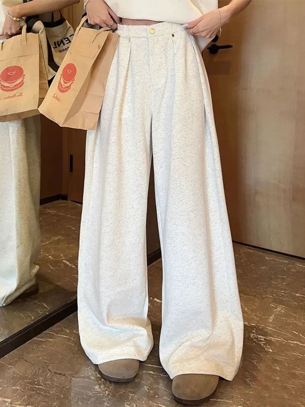 Low Rise Plain Studded Loose-Fit Wide-Leg Sweatpants