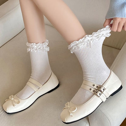 Bow Frill Trim Socks