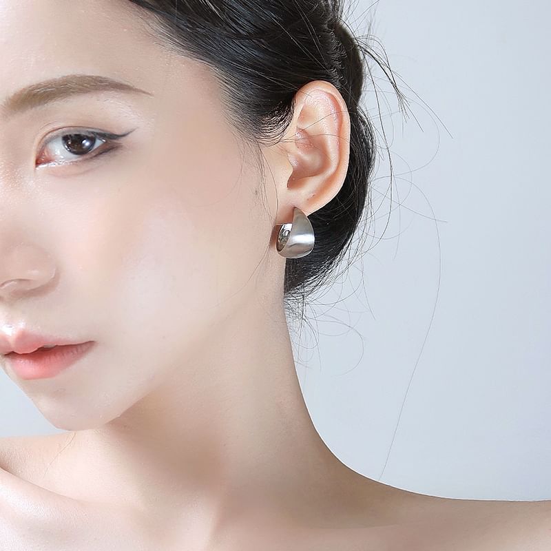 Earring Metallic Sterling Thick Silver Hoop