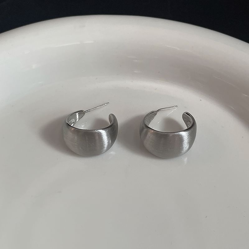 Earring Metallic Sterling Thick Silver Hoop