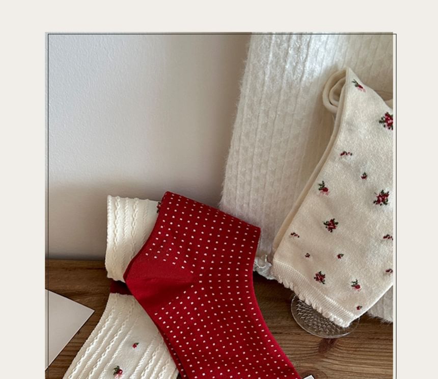 Floral Socks / Dotted Bow Socks / Set