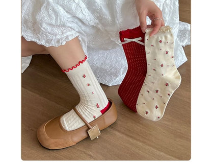 Floral Socks / Dotted Bow Socks / Set