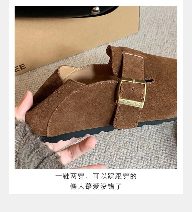 Platform Buckled Suede Slip Ons