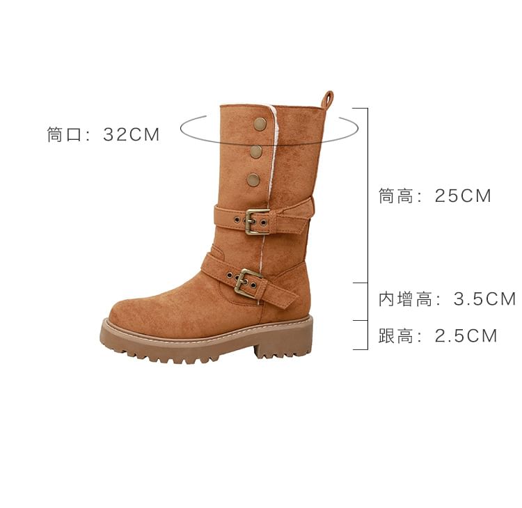 Buckled Boots Platform Mid Calf Button