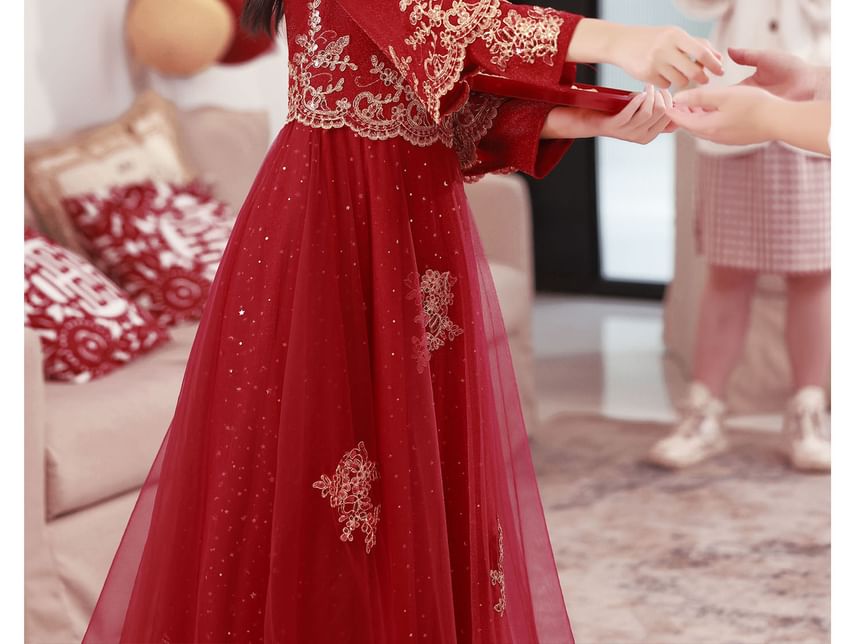 Sleeve Wedding Embroidered Dress Long Cheongsam