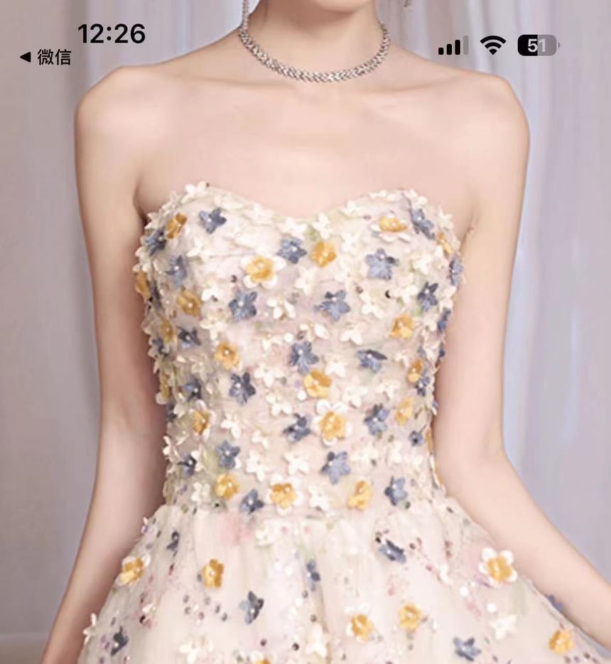 Embroidered Designs) A-Line Evening Sequin Gown Floral (Various