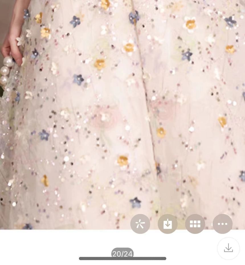 Embroidered Designs) A-Line Evening Sequin Gown Floral (Various