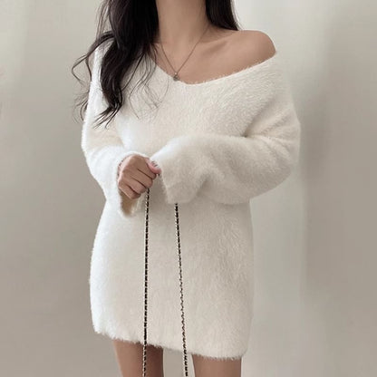 V-Neck Plain Oversized Sweater