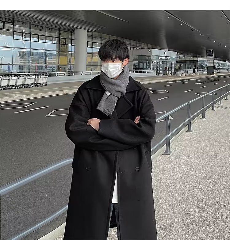 Lapel Collar Midi Double-Breasted Coat