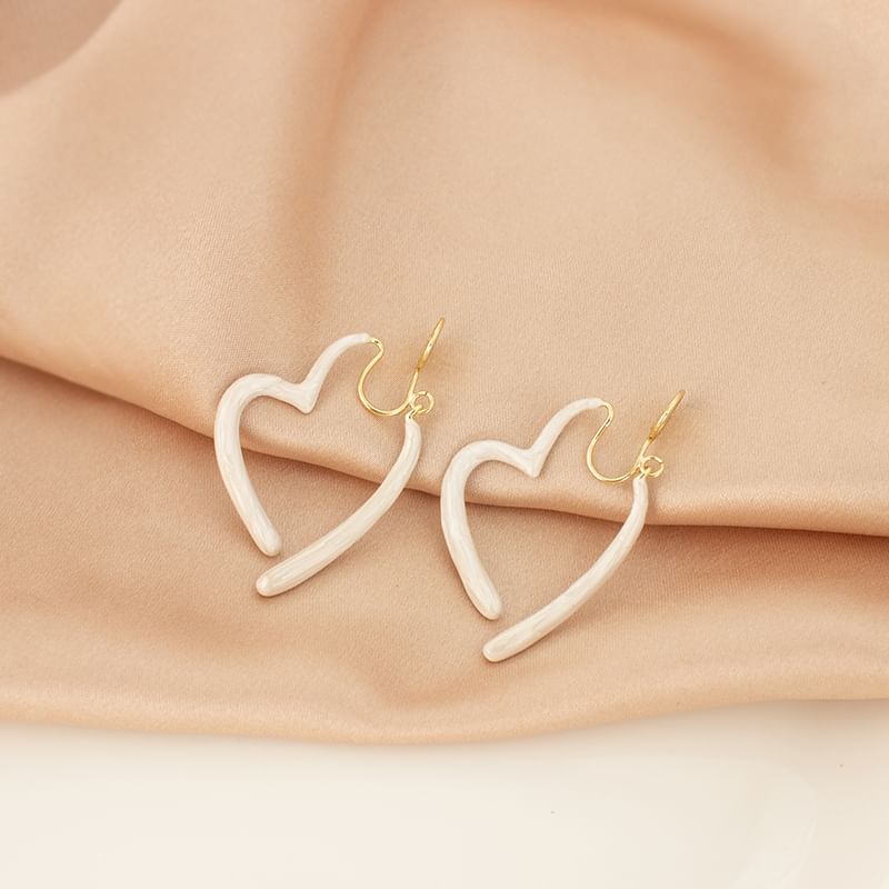 Heart Open Earring Alloy Glaze Hoop