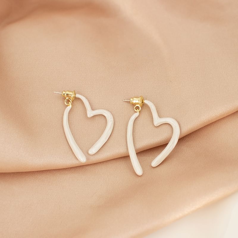 Heart Open Earring Alloy Glaze Hoop