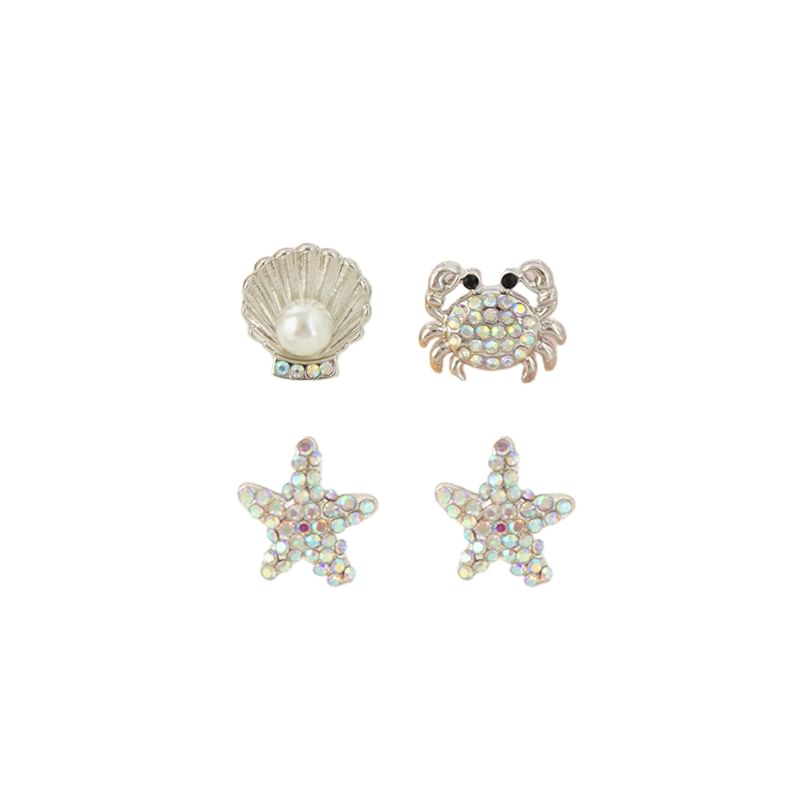 Crab Pearl Alloy Rhinestone Earring Shell / Stud Starfish Faux