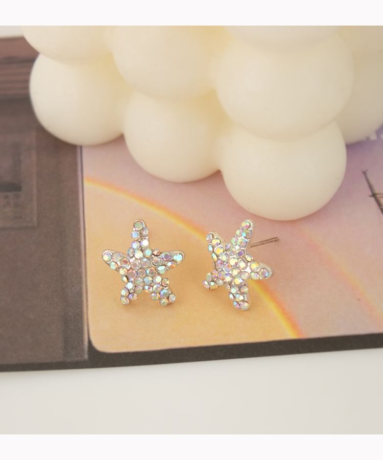 Crab Pearl Alloy Rhinestone Earring Shell / Stud Starfish Faux