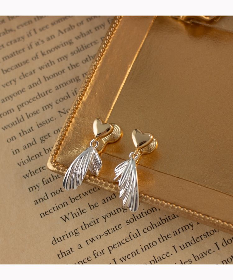 Alloy Heart Tail Fish Drop Earring