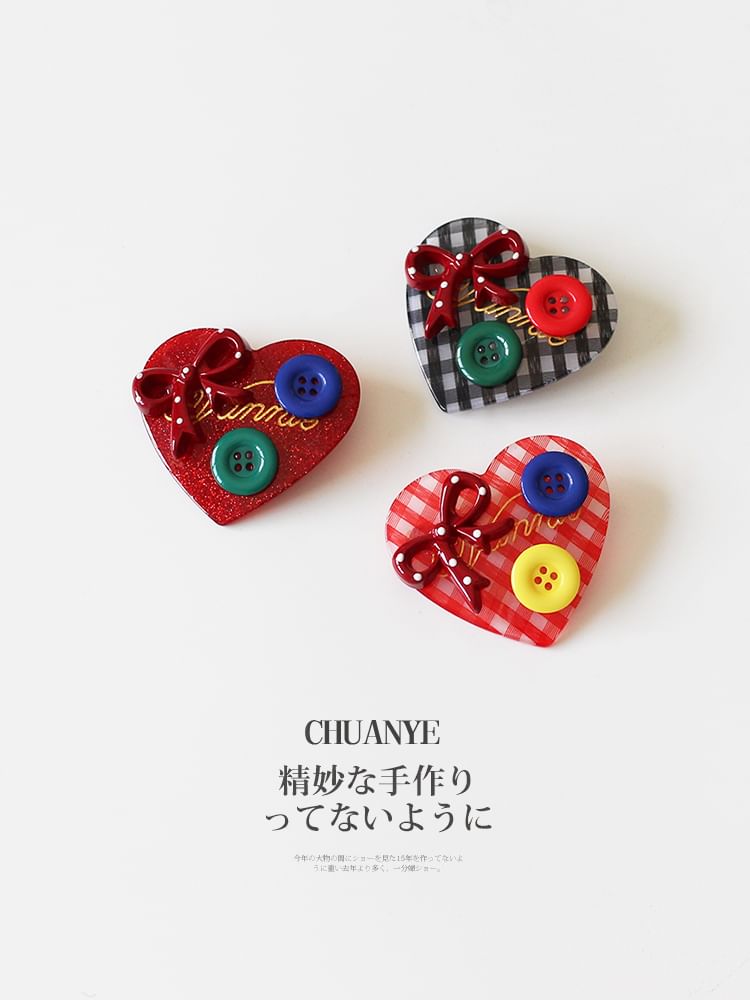 Heart Button Hair Clip