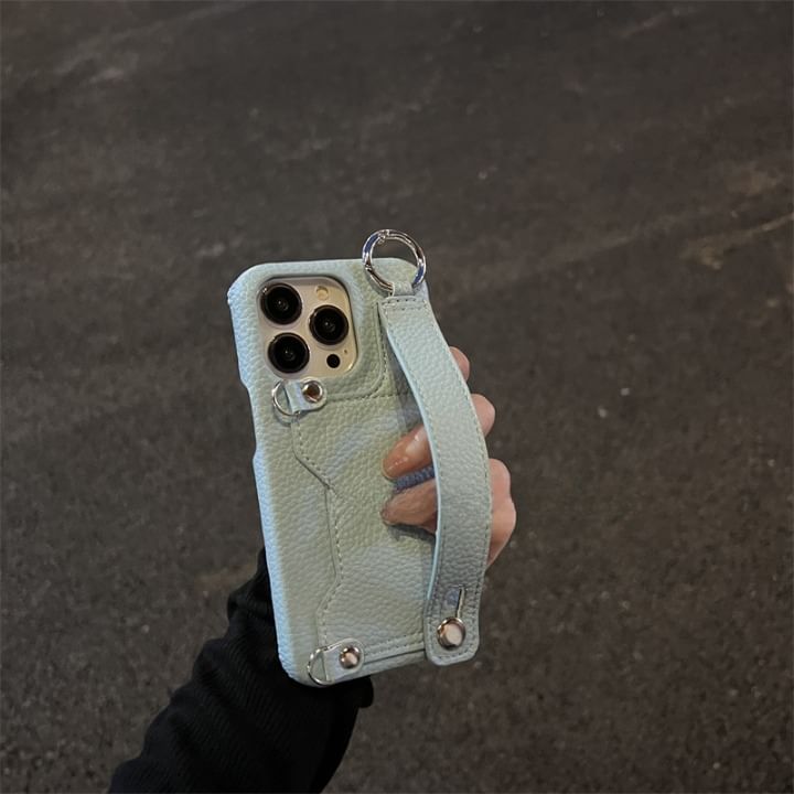 Faux Mirror Heart Case Leather Phone